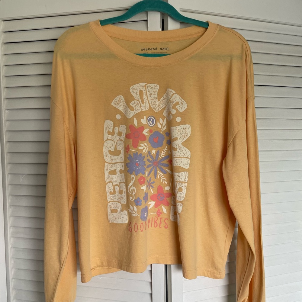 Weekend Soul Soft Yellow Long Sleeve Tee - Peace Love Music